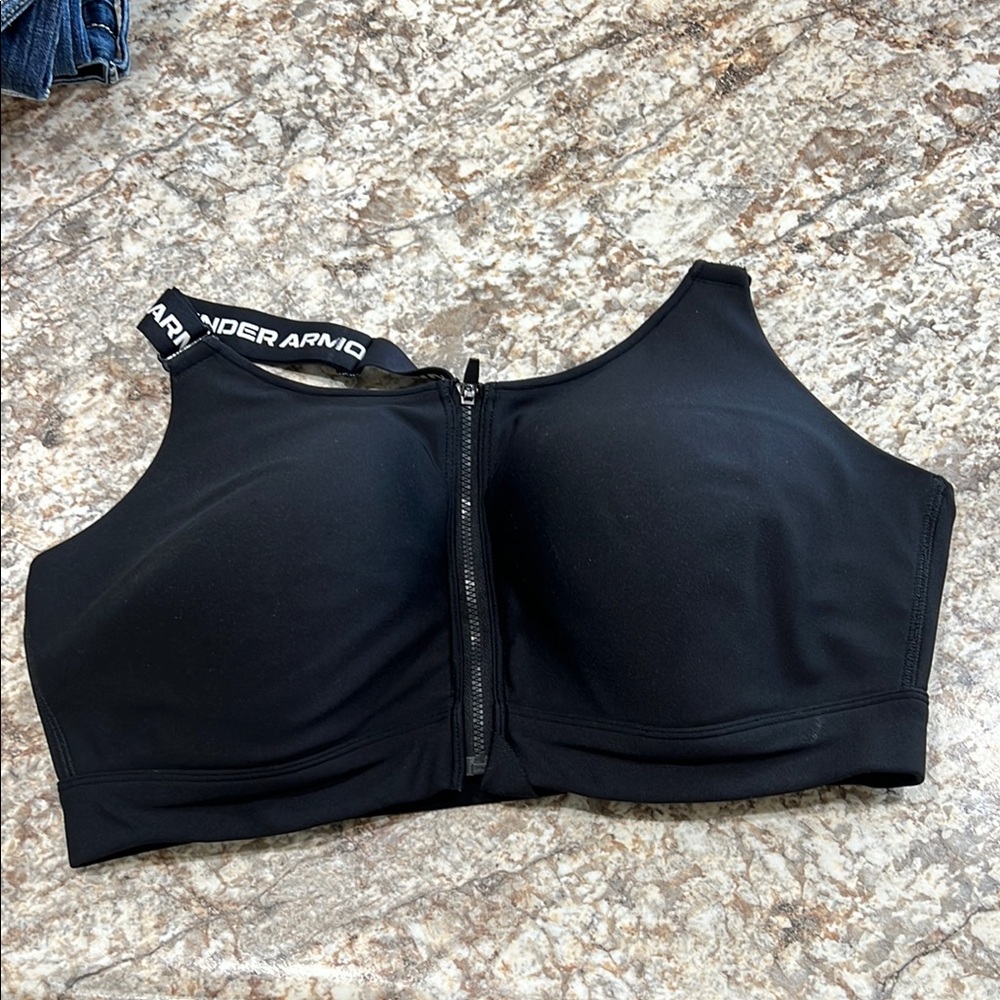 Under Armour Women's Black Front-Zip Sports Bra